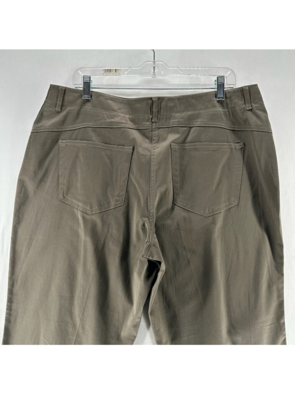 Avenue Stretch Chino Pants Womens 16 Petite Straight Leg Snap High Waisted Brown - Picture 8 of 12